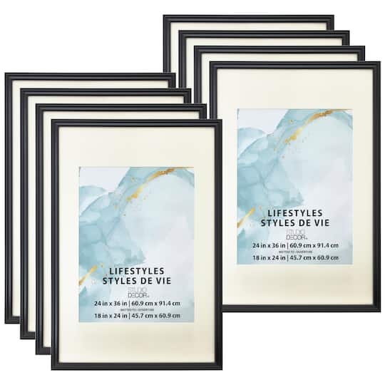 8 Pack: Black 18" x 24" Frame with Mat, Lifestyles™ by Studio Décor®